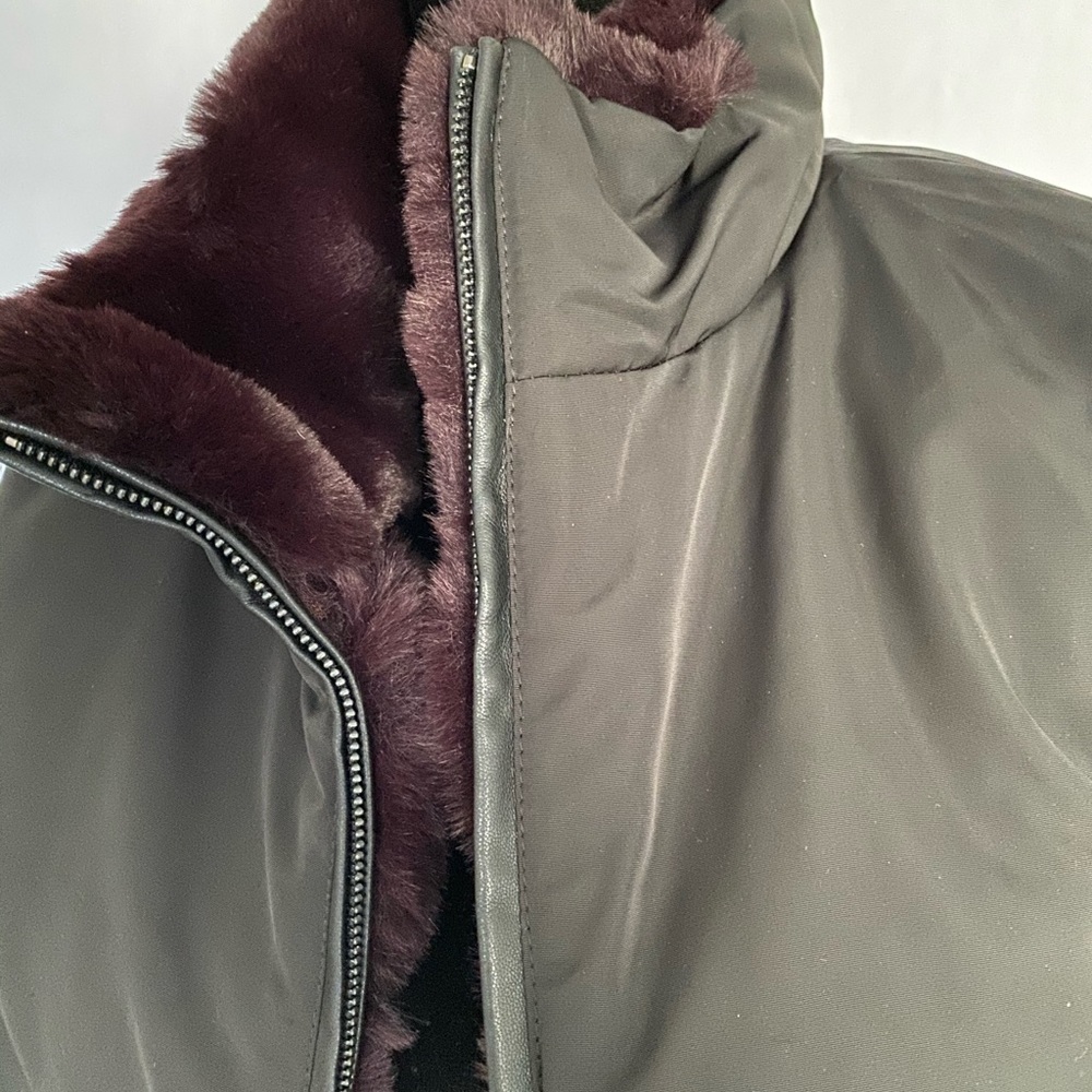 VIA SPIGA NWT Eggplant Faux Fur Reversible Jacket - Picture 8 of 11